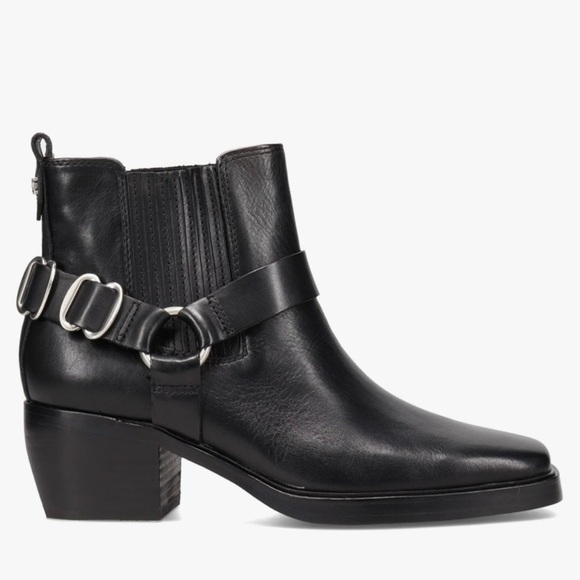 Sam Edelman Shoes - SAM EDELMAN Bellamie Ankle Boot Leather Premium Stacked Heel 2 1/4” Black 7